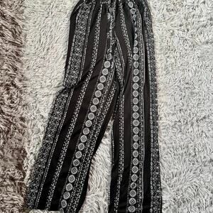 Black and White Bohemian Indie Patchouli Lagenlook Artistic Blousy Pants